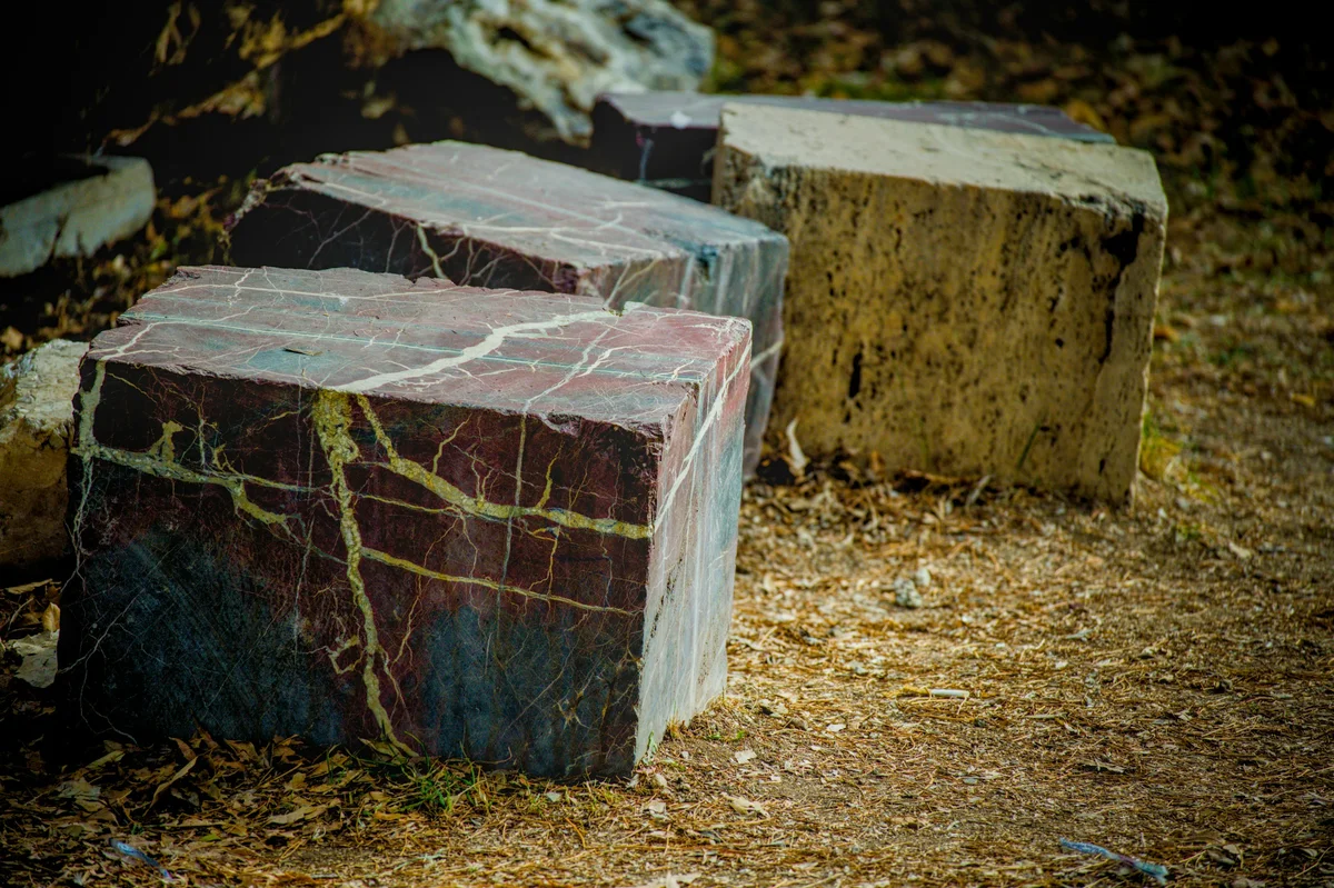 Studio — raw marble blocks